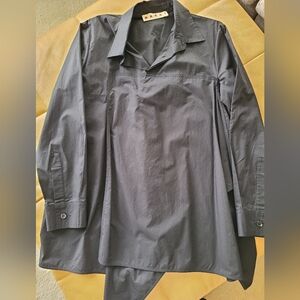 Marni Cotton Poplin Long Sleeve Polo Neck Blouse